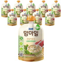 맘마밀 안심 이유식 9개월 부터, 시금치 + 연근소고기 혼합맛, 10개입, 100g