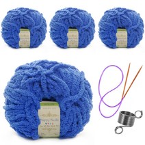 해피푸들 극세사 수면사 털실 80g 4p+줄바늘+뜨개반지, 16 로얄블루
