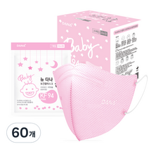 다나마스크 뉴다나온숨 다나하모니스타일 마스크 초소형 KF94, 연분홍색, 1개입, 60개