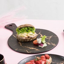 루이앤탑펠 골드마블 원형핸드 플레이팅 트레이, 블랙, 1개