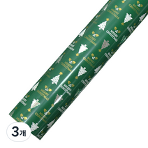 크리스마스 비닐 증착롤 포장지 53cm x 17m, 골드트리 그린, 3개