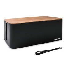 마켓플랜 심플 멀티탭 정리함 중형, 우드블랙, 1개