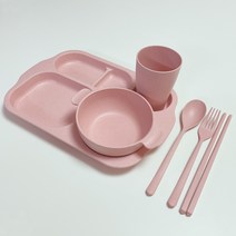 살림의품격 다이어트 파스텔 밀짚 성인식판 6종 세트, 핑크