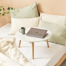 아이캔컴퍼니 원형 600 LPM 원목다리 폰드테이블, 화이트