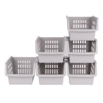 채움리빙 슬라이딩 수납 바구니 2호, 그레이, 6개