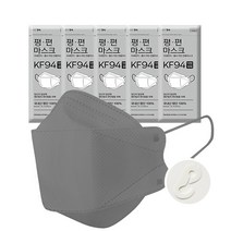평편 황사 미세먼지 마스크 대형 KF94 그레이, 5개, 10개입