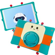오젬 어린이 안전 로봇 캐릭터 실리콘 태블릿 PC 케이스, 민트