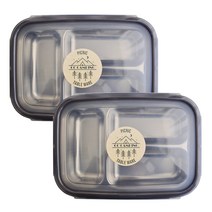 키친유 캠핑용 스텐 나눔 밀폐용기 3칸, 2개, 단품