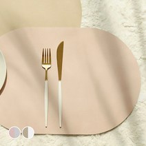 페니체 PU 투톤컬러 식탁매트 타원형, 인디핑크 + 그레이, 460 x 300mm