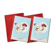 안개나라 카네이션 브로치카드 + 봉투 프리티, 곰돌이, 2세트