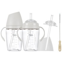 티지엠 트라이탄 빨대컵 240ml 퓨어화이트 2p + 실리콘빨대 1p + 빨대솔 1p, 1세트