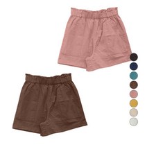 데일리앤 여성용 콤마 코튼 스판 밴딩 4부 반바지 2p