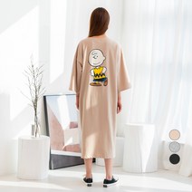캐럿 여성용 찰리브라운 프렌치테리 롱 원피스