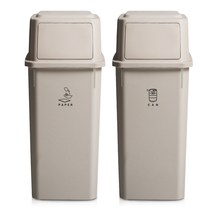 네이쳐리빙 모노블 더 길어진 재활용 분리수거함 60L, 베이지, 2개