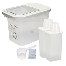 씨밀렉스 라이스키퍼 쌀통 10kg + 1300ml 잡곡통 2p, 투명아이보리