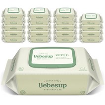 베베숲 저자극 제로 물티슈 캡형, 80매, 20팩