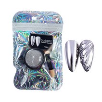 메탈 광채 미러 네일 파우더, 실버, 1개