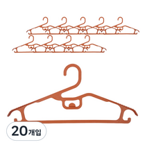 원모아 미끄럼 방지 플라스틱 옷걸이, 브라운, 20개입