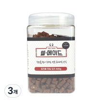 웰메이드 강아지 수제간식 400g, 칭찬용 한입오리맛, 3개