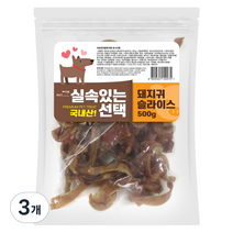 펫츠몬 실속있는선택 애견 수제간식 500g, 돼지귀 슬라이스, 3개