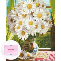 디클레어 액자 캔버스형 보석십자수 DIY 키트 40 x 50 cm, 1세트, 데이지 화병