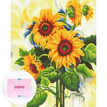 디클레어 액자 캔버스형 보석십자수 DIY 키트 40 x 50 cm, 해바라기 연가, 1세트