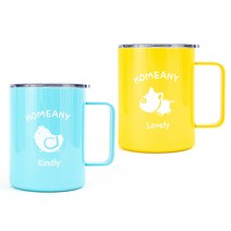 홈애니 스텐머그 420ml x 2p 커플 세트, 스카이블루, 옐로우, 1세트