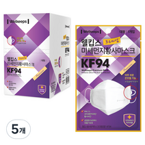 웰킵스 프리미엄 미세먼지황사마스크 대형 KF94, 25개입, 5개, 화이트