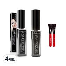 디바덤 래쉬 익스텐더 + 브로우 익스텐더 에스프레소 브라운 + 빨간브러쉬 2p 세트, 4세트, 래쉬 + 브로우 + 브러쉬 2p