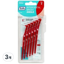 테페 ㄱ자형 치간칫솔 인터덴탈 브러쉬 앵글 0.5mm 빨강, 6개입, 3개