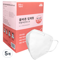 더올바른 입체형 비말차단 마스크 중형 화이트 KF AD, 30개입, 5개