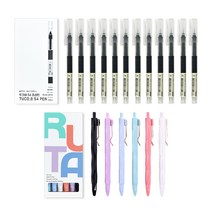 투코비 54 생잉크 중성펜 0.5mm 12p + 투코비 루타펜 6개입, 블랙, 1세트