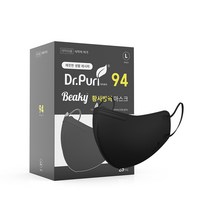 닥터퓨리 비키 황사 방역 마스크 대형 KF94, 블랙, 1개, 25개입