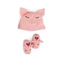 멜로우 신생아 돼지모자 돼지덧신 뜨개질 키트 세트 코랄