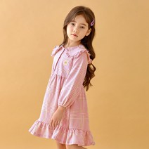 올리반 여아용 체크카라 원피스