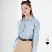 ELLE GIRL 여성용 투포켓 크롭 셔츠