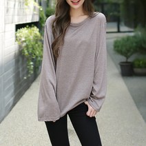 빼빼 여성용 루즈핏 무지 와이드 슬리브 긴팔 티셔츠