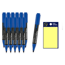 모나미 시그마플로 생잉크 유성매직 120 블루 12p + 투코비 스티키 메모패드 세트, 노랑, 1세트