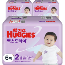 하기스 NEW 맥스드라이 밴드형 남여공용 소형 2단계(4~8kg), 348매