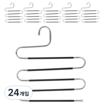 생활공식 5단 논슬립 바지걸이, 블랙, 24개입