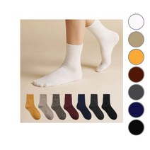 삭스팝 여성용 컬러가 예쁜 무지 중목 양말 8켤레 세트