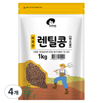 엉클탁 미국산 렌틸콩 렌즈콩, 4개, 1kg