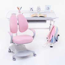 루나랩 키즈 바른자세 책상 기본형 + 카모 바른자세 의자 핑크 방문설치, 흰색 + 회색