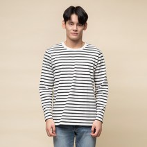 캐럿 남성용 레귤러 핏 긴팔 스트라이프 티셔츠