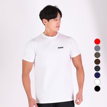 허그본 남성용 데일리 머슬핏 스몰로고 반팔 티셔츠 무지라인