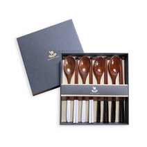 카멜 옻칠 수저 선물세트, 화이트, 화이트, 블랙, 블랙, 숟가락 4벌 + 젓가락 4벌