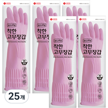 롯데이라이프 착한 고무장갑 중, 핑크, 중(M), 25개
