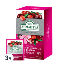 아마드티 로즈힙 히비스커스 앤 체리 허브차 티백, 2g, 20개입, 3개