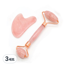 테네져 페이스 룰러 + 괄사마사지 스톤 하트 세트, 혼합색상, 3세트