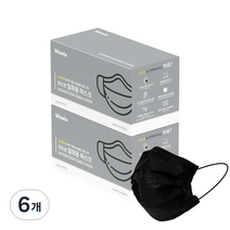 위즈윈 일회용 마스크 검정색 대형, 50개입, 6개, 블랙